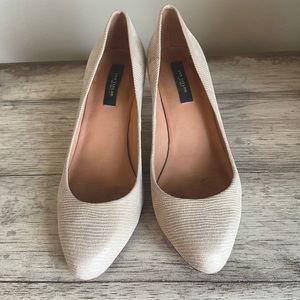 Ann Taylor Loft heels size 7M, tan textured suede *matching purse listed as well